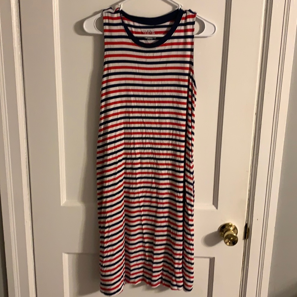 Time and tru red and blue striped jersey dress